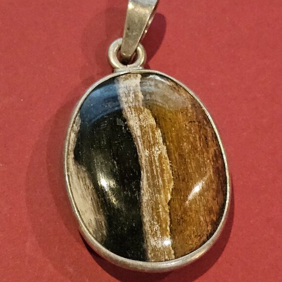 Petrified Palm Wood/Sterling Silver Bracelet and Pendant - Picture 15 of 15